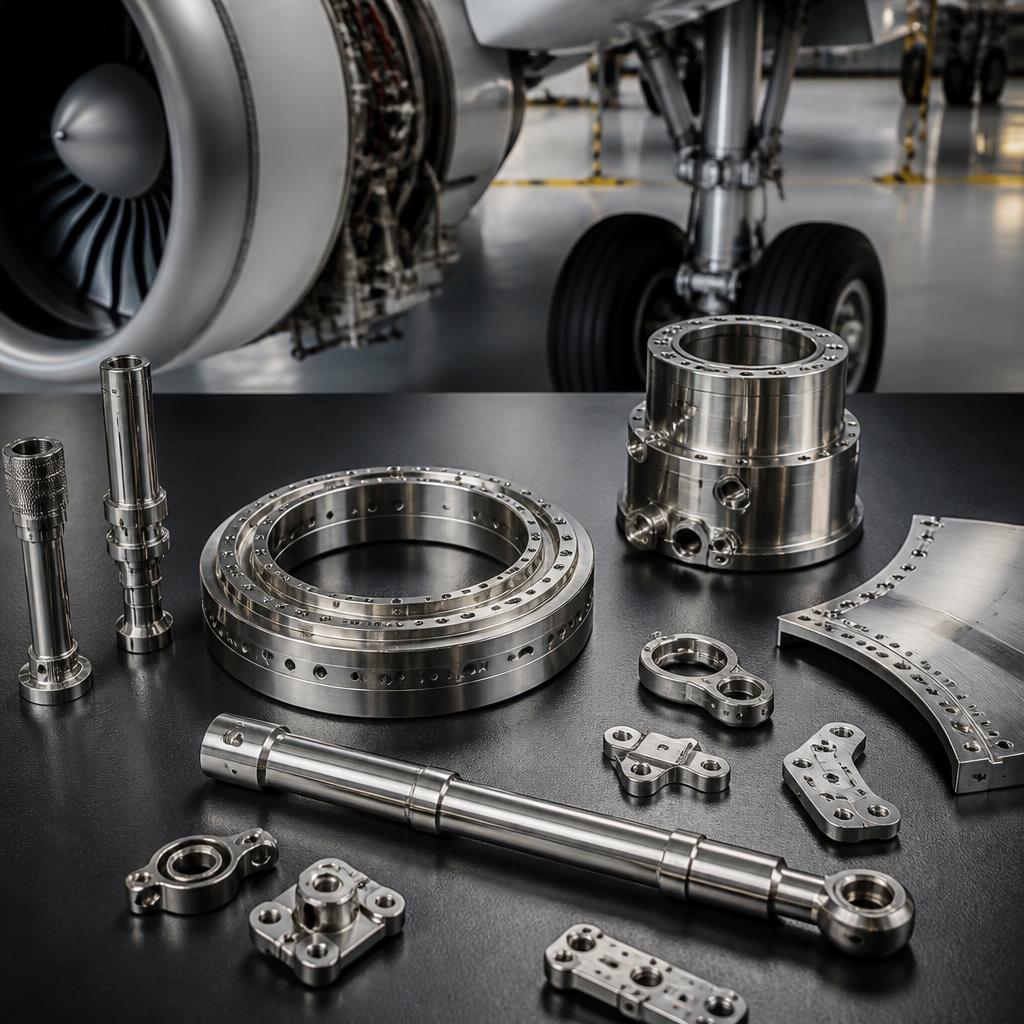 Aircraft landing gear assembly under the fuselage in a maintenance hangar